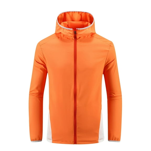 Delliss Men's Trendy Light Zip Side Mesh Jacket Hooded Long Sleeve Breathable Slim Fit Shirt