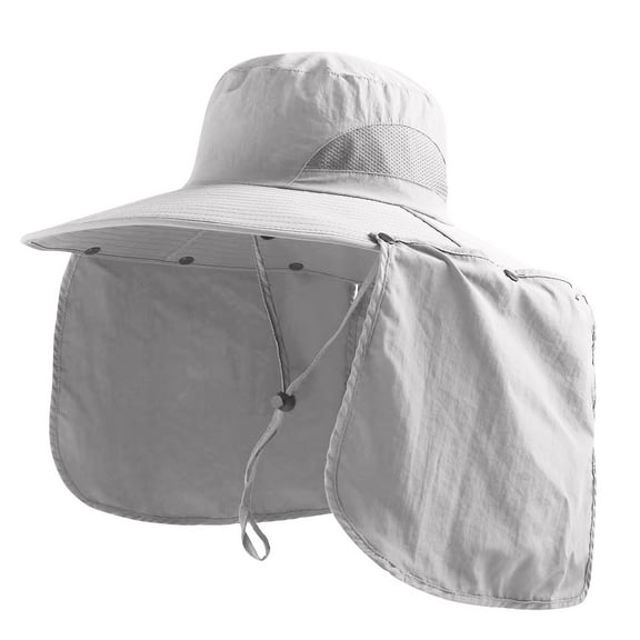 Delliss Men's Wide Brim Sun Hat Trendy Fishing Hat Outdoor Breathable Sun Protection Removable Neck Flap
