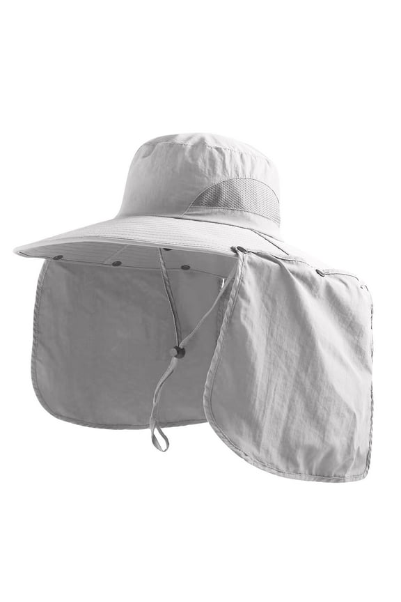 Men's Wide Brim Sun Hat Trendy Fishing Hat Outdoor Breathable Sun Protection Removable Neck Flap