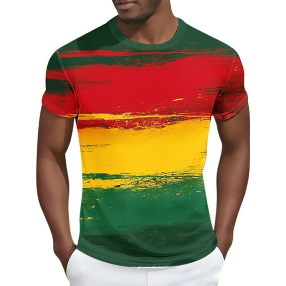 Delliss Mens African T Shirt Fashion Print Crew Neck Slim Fit Shirts Tops
