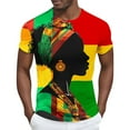 thumbnail image 1 of Delliss Mens African T Shirt Fashion Print Crew Neck Slim Fit Shirts Tops, 1 of 4