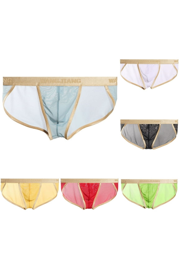 Mens Fashion Cooling Underwear Ice Silk Boxer Pouch Briefs Breathable Soft Mesh Trunks