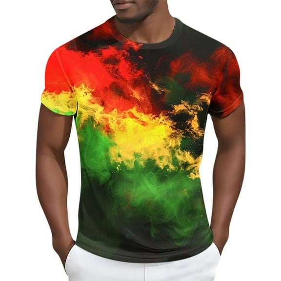 Delliss Mens Fashion Print T Shirt Casual Crew Neck Relaxed Fit Shirts Daily Sports Tops