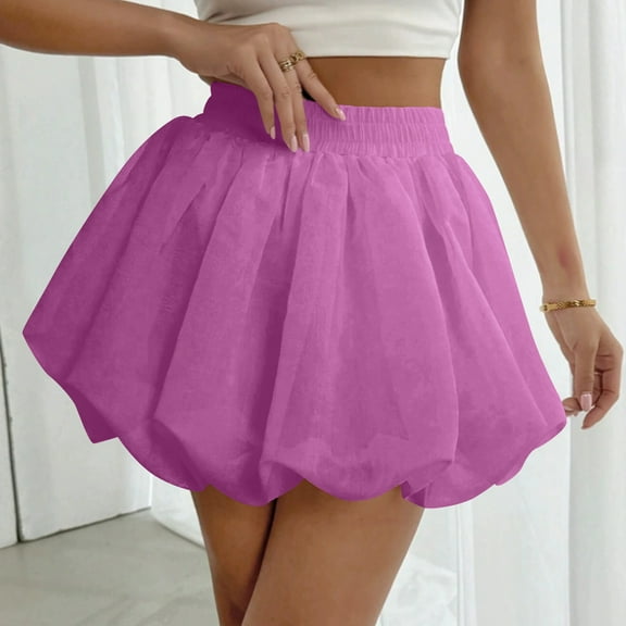 Delliss New Style Women's Sweet Lantern Short Skirt Mesh Puff Skirt
