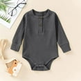 thumbnail image 1 of Delliss Newborn Ribbed Button Jumpsuit Baby Boys Girls Solid Color Long Sleeve Romper Spring and Fall, 1 of 9