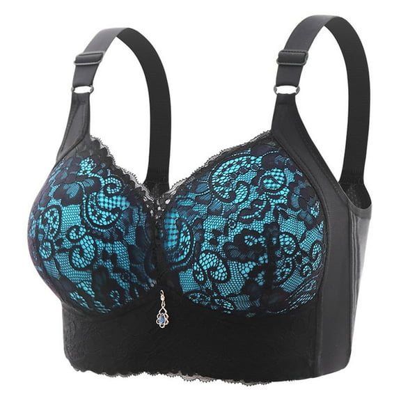 Delliss No Underwire Lace Bras for Women Sponge Cup Bras for Seniors Plus Size Full Coverage Bras