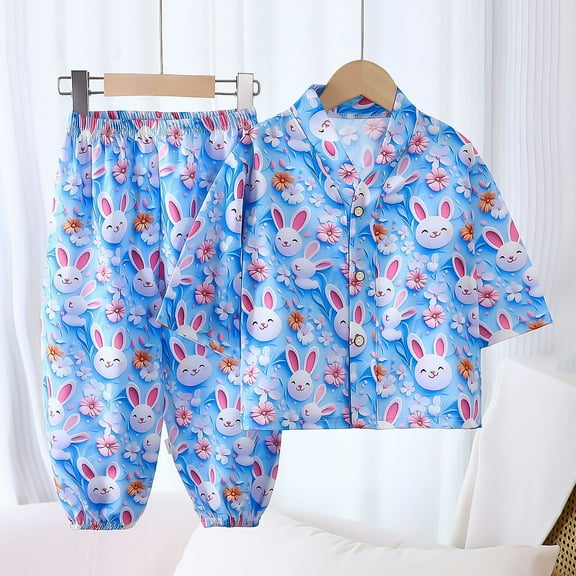 Delliss Pajamas for Girls Fashion Print Long Sleeve Long Pants Outfit 2 Piece Sleepwear Button Pjs Sets