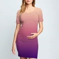 thumbnail image 1 of Delliss Pleated Bodycon Maternity Dress For Women Crew Neck T-Shirt Trendy Print Breathable Dress For Daily Wearing, 1 of 6