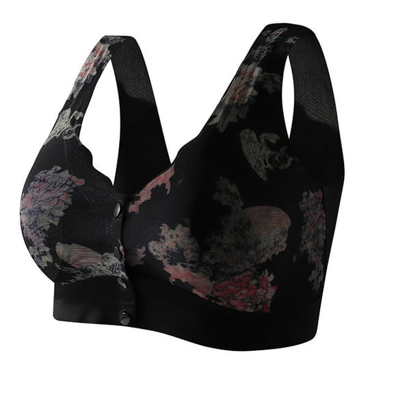 Delliss Push Up Bras for Women Plus Size Floral Lace Front Button Underwire