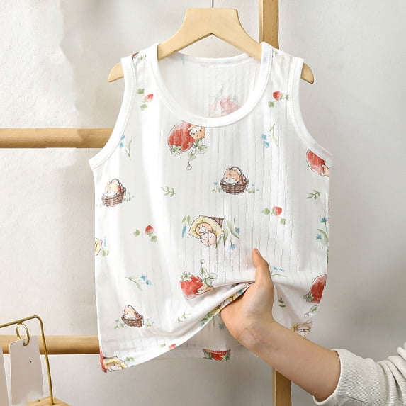 Delliss Ribbed Tank Tops for Girls Kids Summer Casual Cute Sleeveless Crew Neck Graphic T Shirt