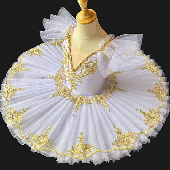 Delliss Ruffle Sleeve Tutu Dresses Girls Sequin Leotard Shiny Ballet Leotards Ballerina Outfit Fluffy Dance Costume