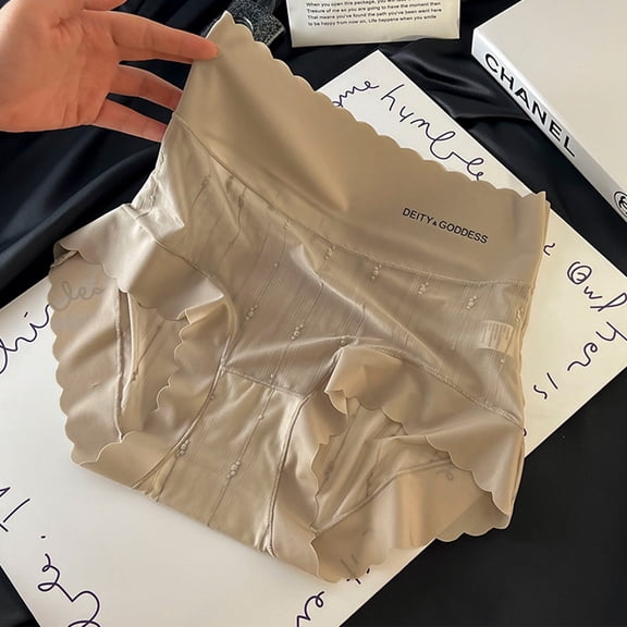 Delliss Seamless High Waisted Underwear for Women Lace Underpant No Show Bikini Panties