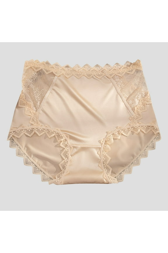 Seamless High Waisted sexy satin lace Briefs hip lifting and abdominal cinching Underpant