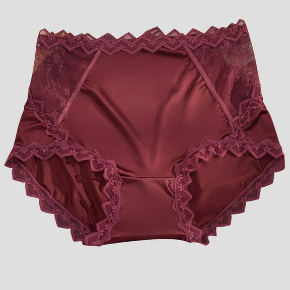 Delliss Seamless High Waisted sexy satin lace Briefs hip lifting and abdominal cinching Underpant