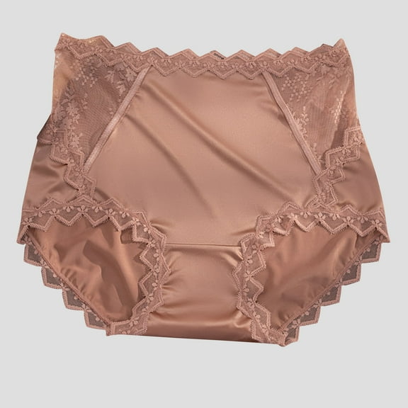 Delliss Seamless High Waisted sexy satin lace Briefs hip lifting and abdominal cinching Underpant