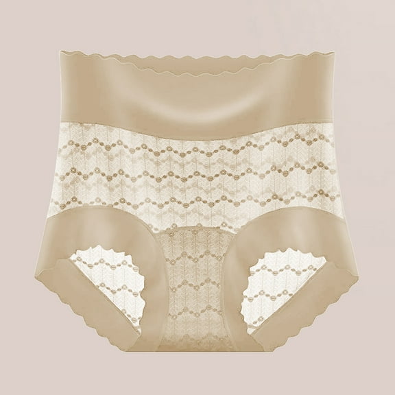 Delliss Seamless Underwear Wave Edge No Show Bikini Panties Ice Silk High Rise Lace Ladies Invisibles Briefs