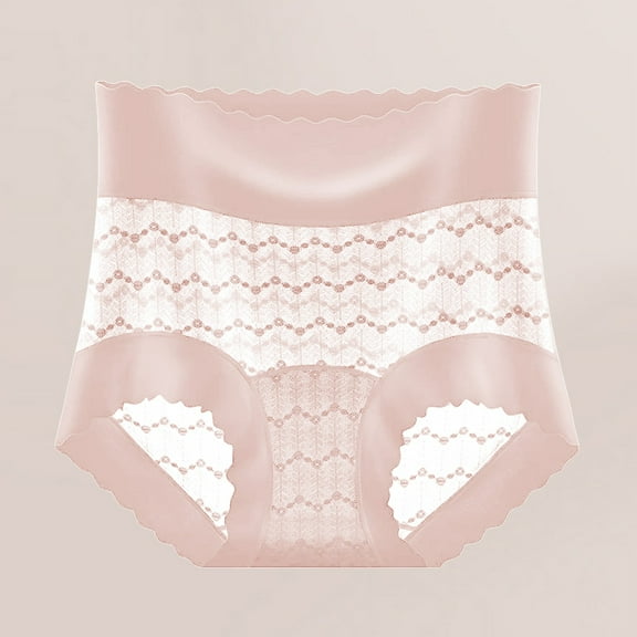 Delliss Seamless Underwear Wave Edge No Show Bikini Panties Ice Silk High Rise Lace Ladies Invisibles Briefs