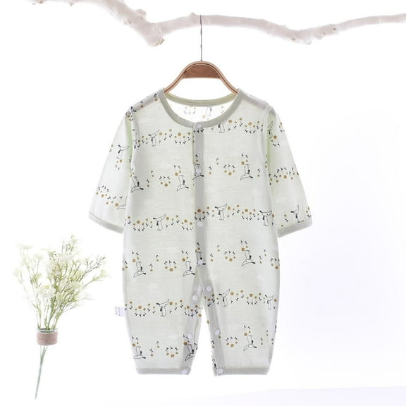 Delliss Summer Cute Long Sleeve Baby Girl Cartoon Print Clothes Jumpsuit For Baby One Piece Romper 0-1 Years