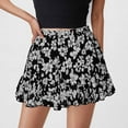 thumbnail image 1 of Delliss Summer Women's Print Short Skirts Casual Pleated Elastic Waist Skirts Dark Gray S, 1 of 8
