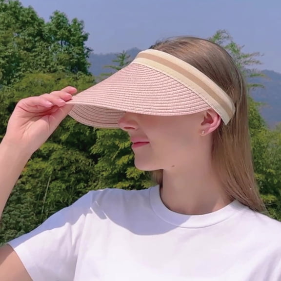 Delliss Sun Hats for Women Trendy Wide Brim Straw Beach Hat UV Protection Khaki