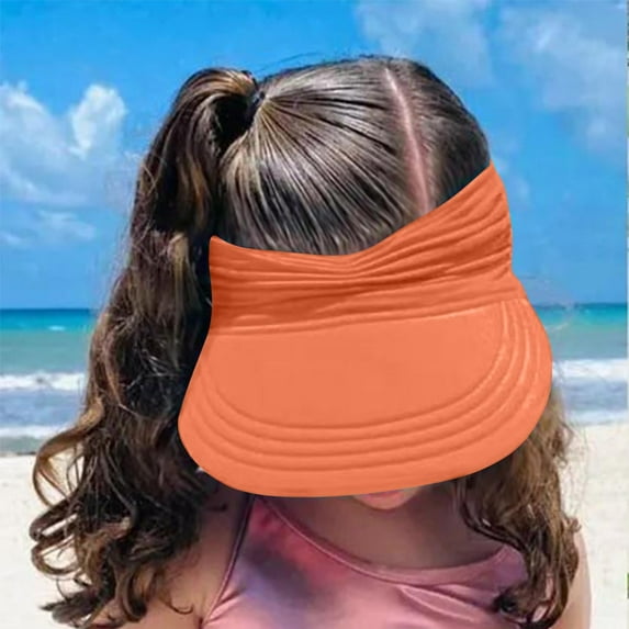 Delliss Sun Visor Hats for Kids Summer Solid Color Empty Top Hat Sunscreen Breathable Hat Cooling Headwear Visor for Running Outdoors Beach Hat Cap