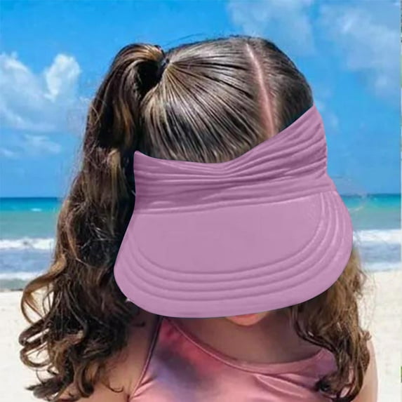 Delliss Sun Visor Hats for Kids Summer Solid Color Empty Top Hat Sunscreen Breathable Hat Cooling Headwear Visor for Running Outdoors Beach Hat Cap