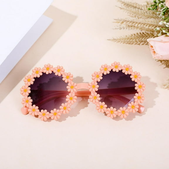 Delliss Sunglasses for Kids Round Flower Cute Glasses UV Protection Children Girl Boy Gifts Outdoor Sunglasses Eyewear Glasses