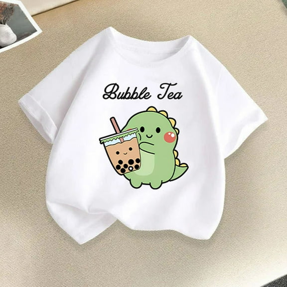 Delliss Toddler Baby Girl Short Sleeve Dinosaur T-Shirt short Sleeve Cotton Tops Tee Crew Neck 2-14 Years
