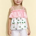 thumbnail image 1 of Delliss Toddler Baby Girl's Off The Shoulder Ruffle Trim Strawberry Print Clothes Sleeveless Adjustable strap Blouse Top 1-5 Years, 1 of 7