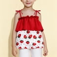 thumbnail image 1 of Delliss Toddler Baby Girl's Off The Shoulder Ruffle Trim Strawberry Print Clothes Sleeveless Adjustable strap Blouse Top 1-5 Years, 1 of 9