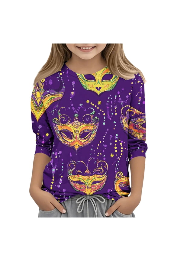 Toddler Baby Girls 3/4 Sleeve Carnival Print Shirts Raglan Cute pattern Shirt Baseball Tee T-Shirt 3-12 Years