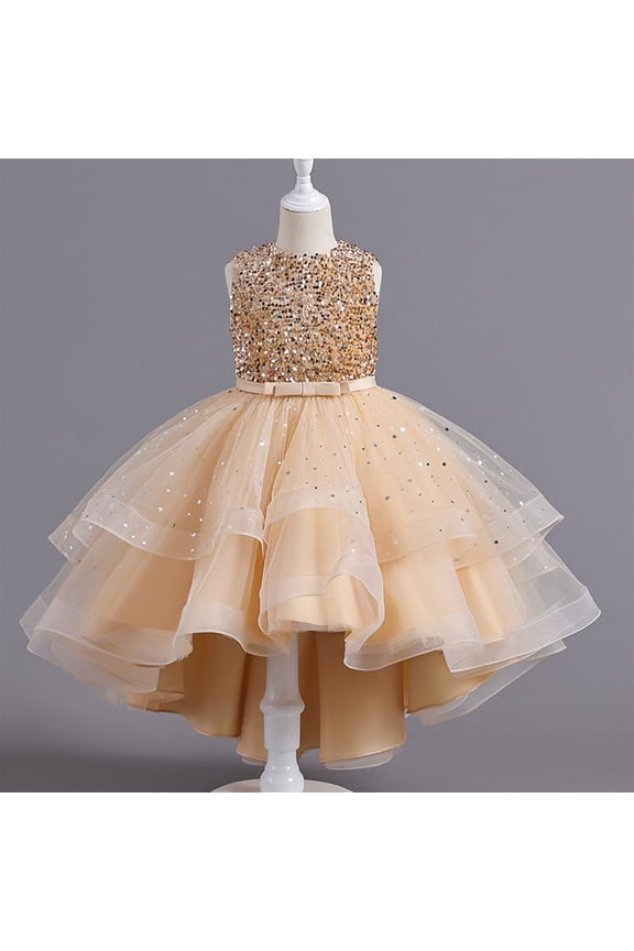 Toddler Baby Girls Tutu Dress Sleeveless Layered Princess Tulle Dress 3-15 Years Summer Beach Wedding Party Dresse