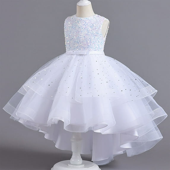 Delliss Toddler Baby Girls Tutu Dress Sleeveless Layered Princess Tulle Dress 3-15 Years Summer Beach Wedding Party Dresse