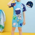 thumbnail image 1 of Delliss Toddler Boys Astronaut Print Swimsuits One Piece Rash Guard Swimwear Zipper Bathing Suit with Hat Swimsuit Set, 1 of 1