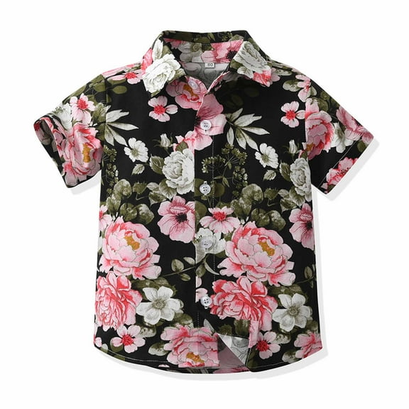 Delliss Toddler Boys Trendy Simple T-Shirt Short Sleeve Boys Button Blouse Beach Casual Top