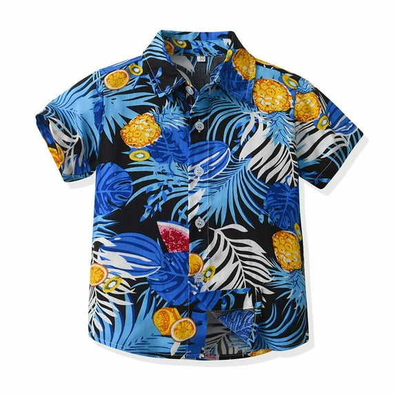 Delliss Toddler Boys Trendy Simple T-Shirt Short Sleeve Boys Button Blouse Beach Casual Top