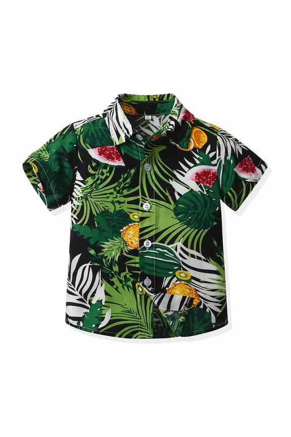 Toddler Boys Trendy Simple T-Shirt Short Sleeve Boys Button Blouse Beach Casual Top