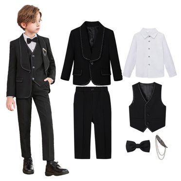 Clearance Amazon Dresses For Boys 2026 Boys Suit For Kids 6 Pieces Formal Dresswear Set Teen Boys Tuxedo Suits For Wedding Graduation