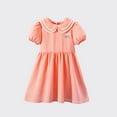 thumbnail image 1 of Delliss Toddler Girl Short Sleeve Dress Puff Sleeve A-Line Smocked Dress Summer Cotton Casual Outfits, 1 of 4
