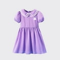 thumbnail image 1 of Delliss Toddler Girl Short Sleeve Dress Puff Sleeve A-Line Smocked Dress Summer Cotton Casual Outfits, 1 of 4