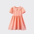 thumbnail image 1 of Delliss Toddler Girl Short Sleeve Dress Puff Sleeve A-Line Smocked Dress Summer Cotton Casual Outfits, 1 of 5