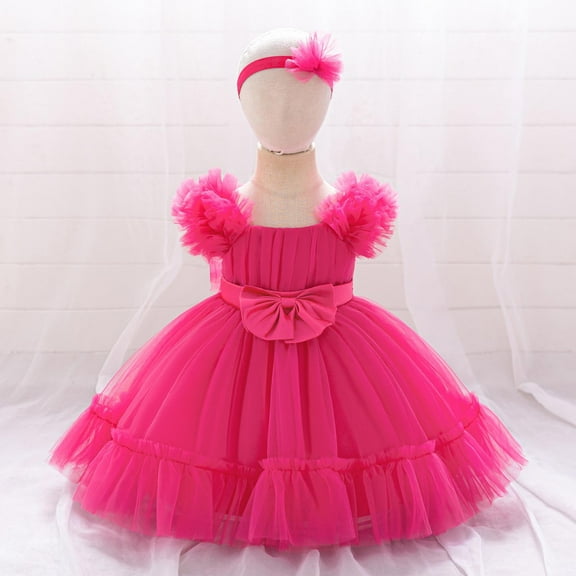 Delliss Toddler Girl Tulle Dress Ruffle Sleeve Sundress 6M-3Y Wedding Pageant Ceremony Birthday Party Evening Tutu Dresses