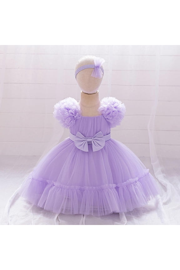 Toddler Girl Tulle Dress Ruffle Sleeve Sundress 6M-3Y Wedding Pageant Ceremony Birthday Party Evening Tutu Dresses