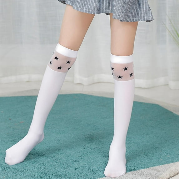 Delliss Toddler Girl's Knee High Socks Thin Style Stockings Cute Print Casual Long Socks 3-12 Years