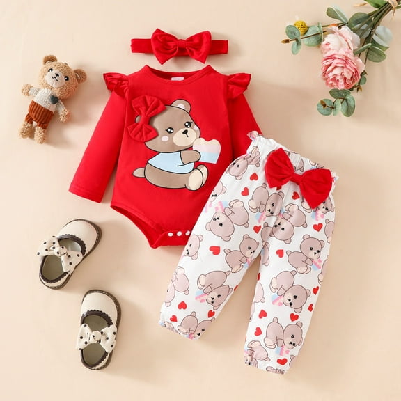 Delliss Toddler Girls Clothes Baby Rompers Newborn Infant Outfits Ruffle Sleeve Bodysuit Floral Pants Toddler Outfit