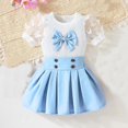 thumbnail image 1 of Delliss Toddler Girls Fashion Clothes Set Puff Short Sleeve Knit Tops+Mini Button Skirts Dress Set Summer Outfit, 1 of 7