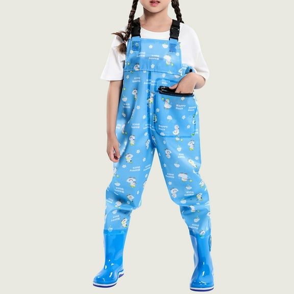 Delliss Toddler Girls Fashion Suspender Rain Overalls Waterproof Lightweight Cute Print Simple Trousers