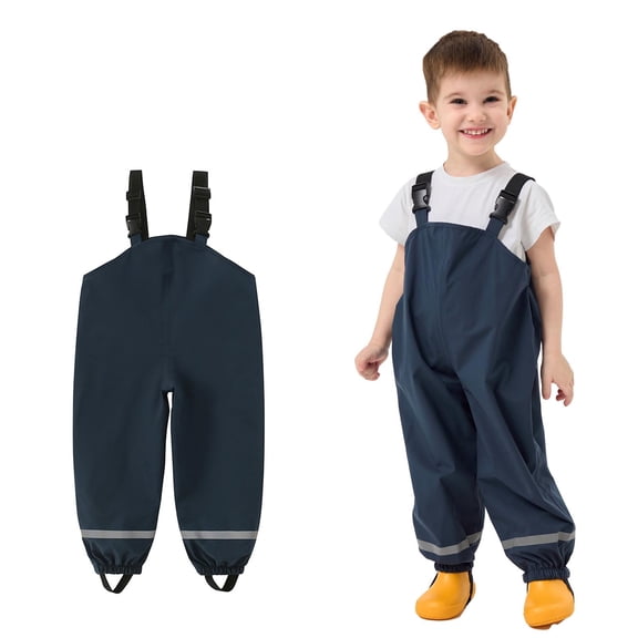 Delliss Toddler Girls Kids Rain Pants Waterproof Suspender Pants