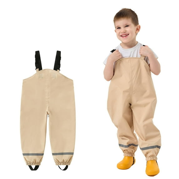 Delliss Toddler Girls Kids Rain Pants Waterproof Suspender Pants