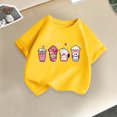 thumbnail image 1 of Delliss Toddler Girls Short Sleeve Cotton Milk tea Print T-Shirts Cute Casual Dressy T Shirt Tops 2-14 Years, 1 of 3